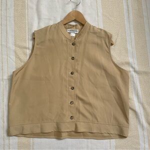 Vintage DJ international 100% silk tan vest top XL